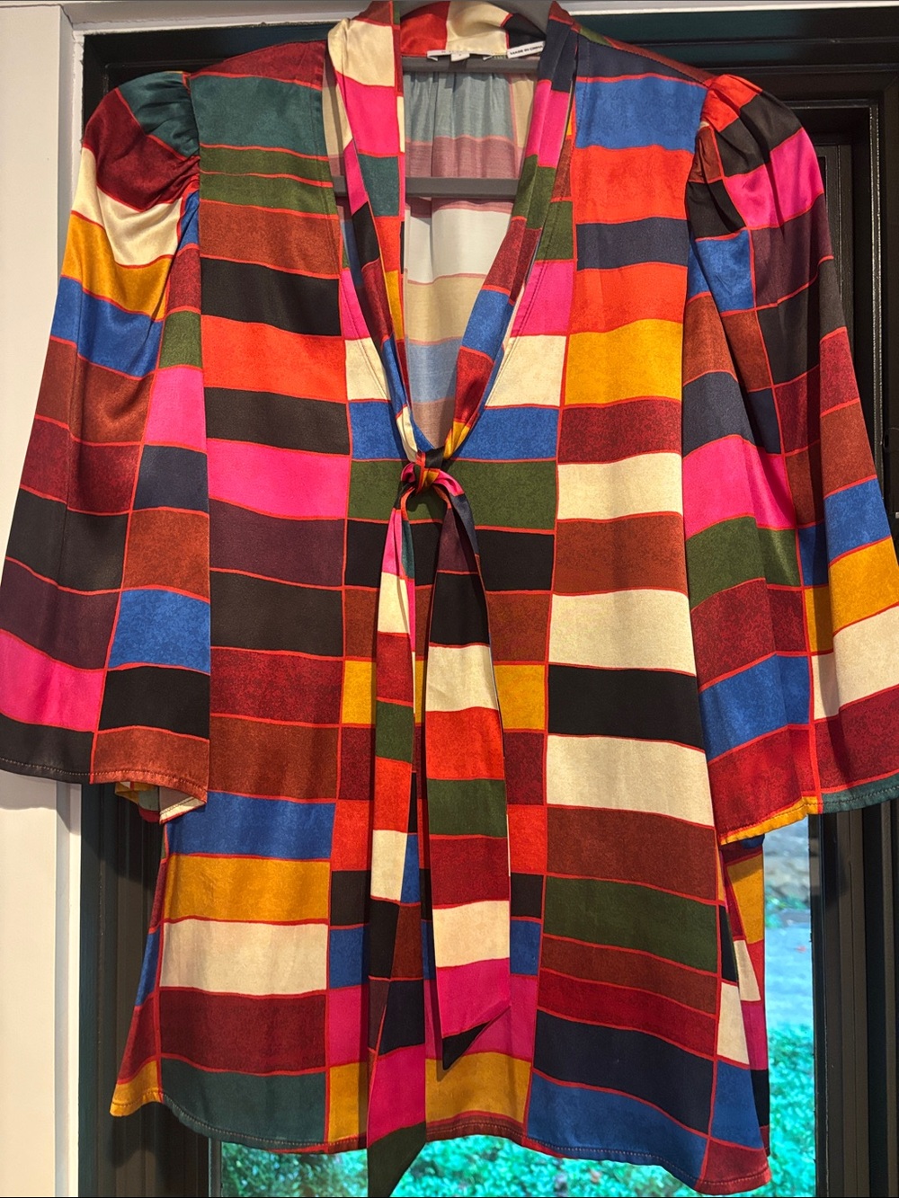 Rhode Vibrant Multicolor Stripe Tie-Front Women's Top size Small